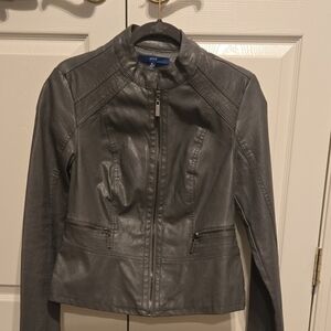 Gray Faux Leather Jacket